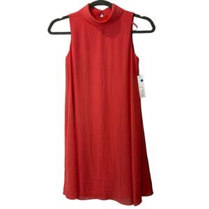 New Eliza J Sleeveless Collared Layered Chiffon Dress Orange Women’s 4 NWT